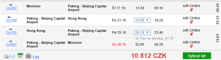 2v1: Hongkong + Peking z Mnichova za 10 812 Kč