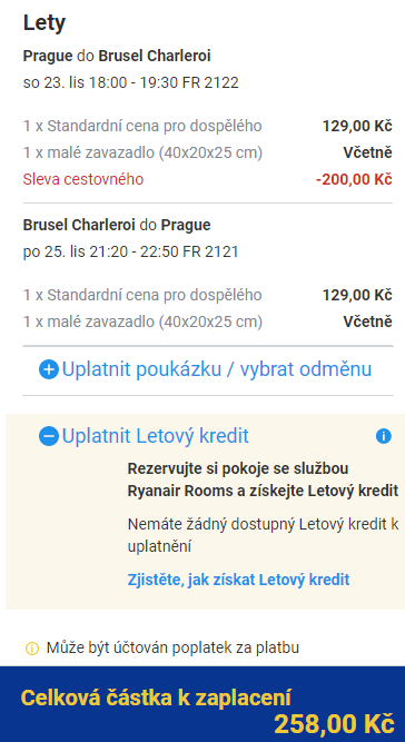 Výprodej u Ryanairu - letenky z Prahy za 258 Kč