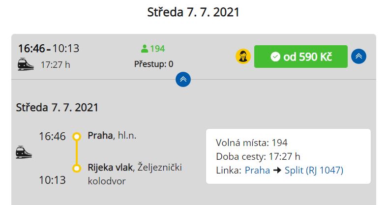 vlakem do Chorvatska