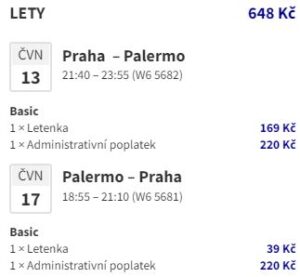 Červnové letenky z Prahy do Palerma