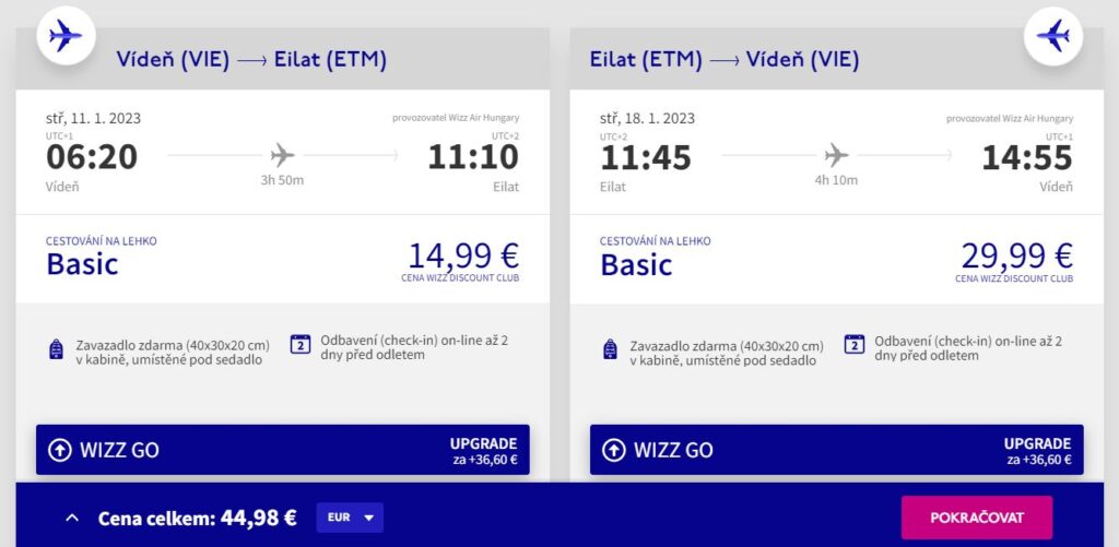Wizz Air se vrací do Eilatu: jižní Izrael – z Vídně