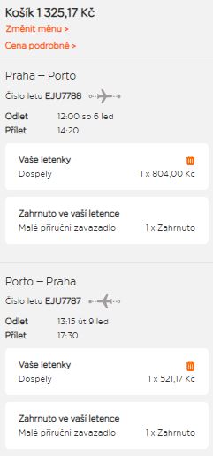 First minute letenky z Prahy do Porta na přímých letech