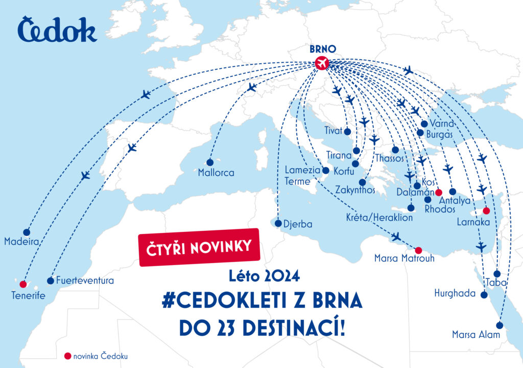 CK Čedok rozšíří nabídku letů z Brna o čtyři nové destinace