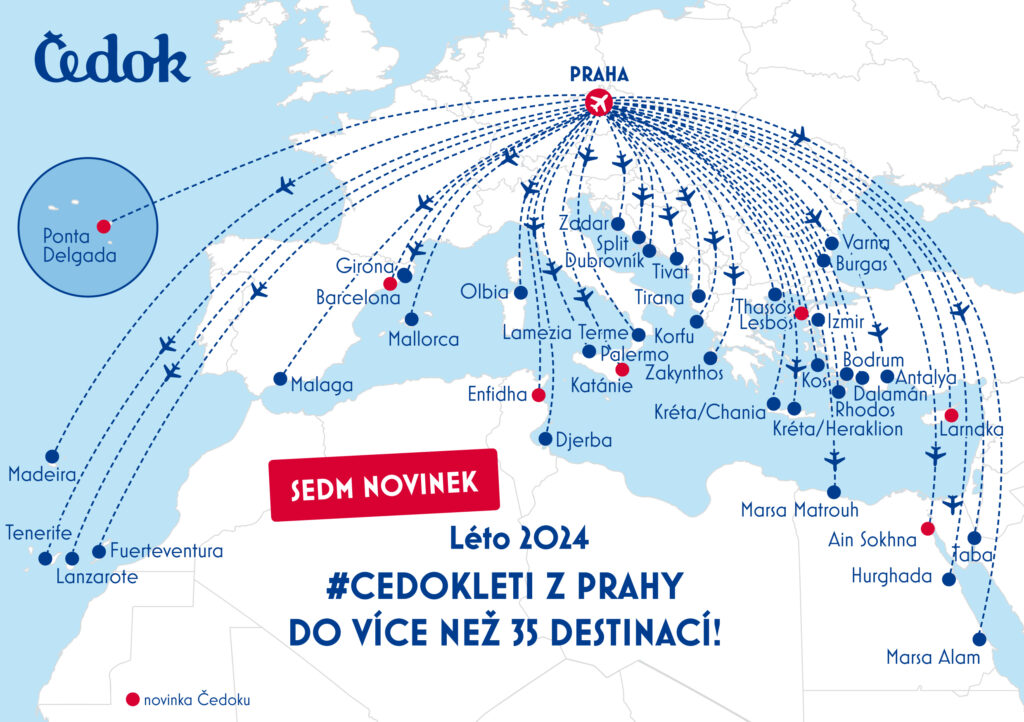 CK Čedok nabídne v létě 2024 lety z Prahy do 40 destinací