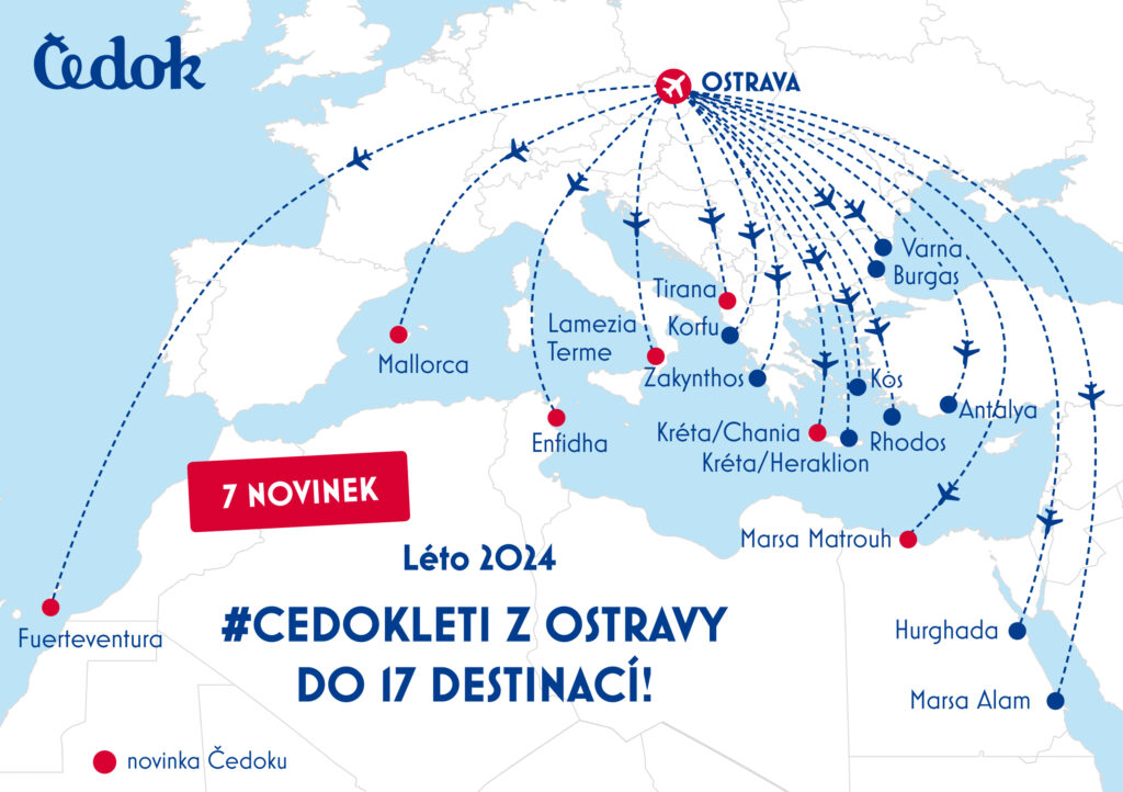 CK Čedok rozšíří nabídku letů z Ostravy o sedm nových destinací