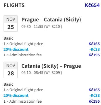 Listopadové letenky z Prahy na Sicílii do Katánie