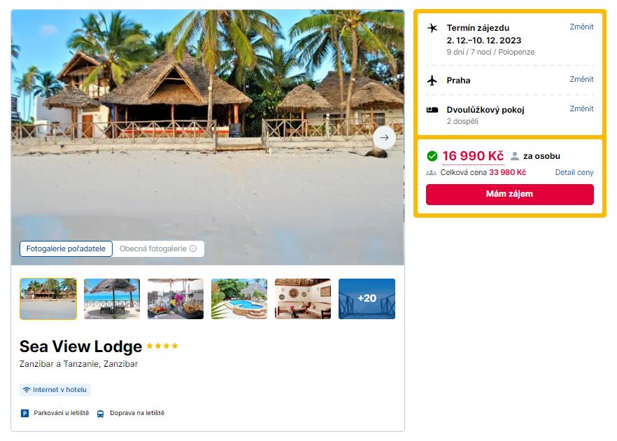LM zájezdy z Prahy na Zanzibar v prvním prosincovém týdnu – 4* hotely