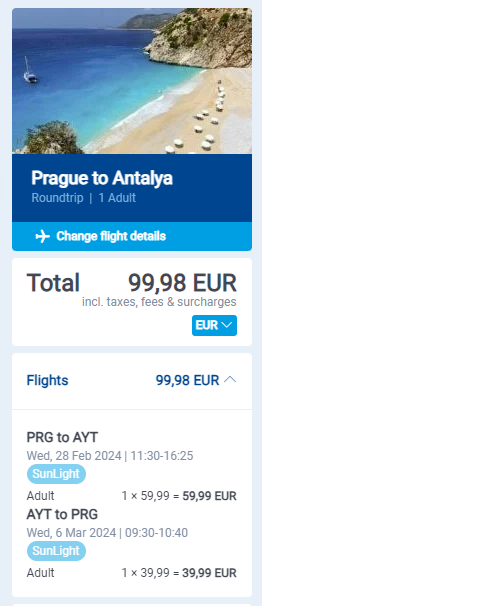 Letenky z Prahy do turecké Antalye od února do dubna