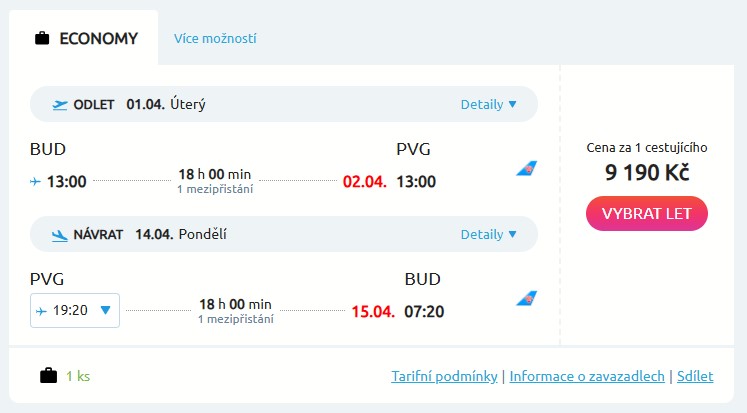 do Číny z Budapešti